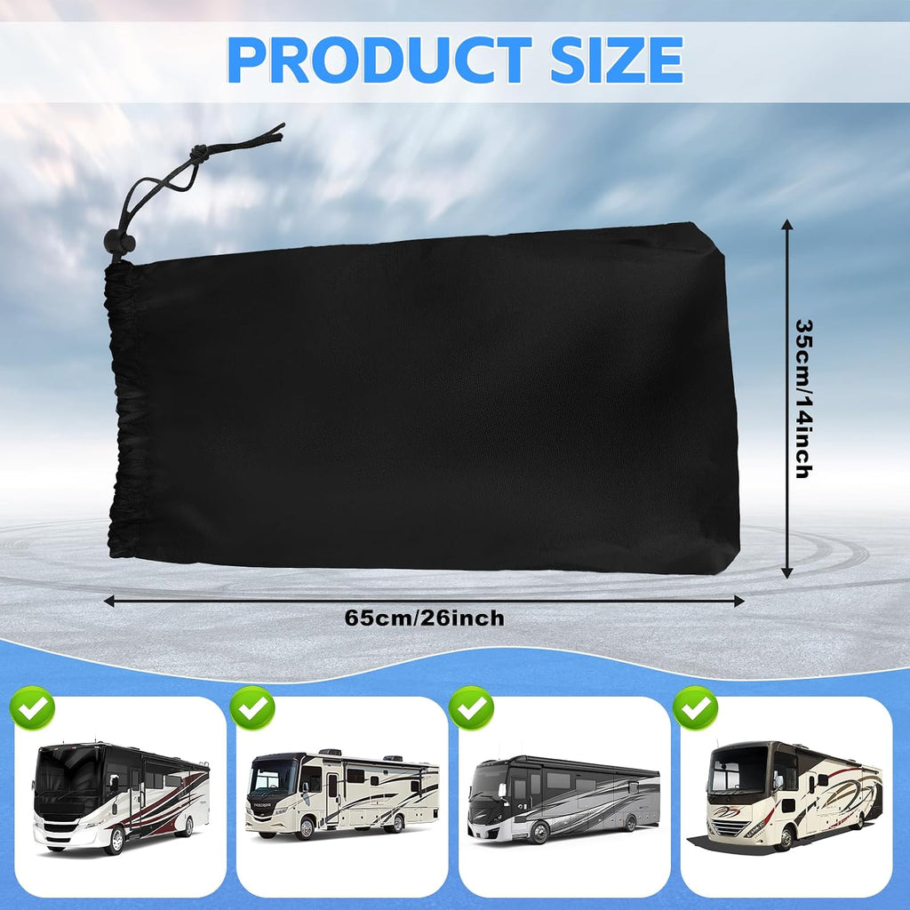 Winter-Proof Insulated RV Mirror Covers for Class A Motorhomes - Waterproof Sun Frost Protection-Black