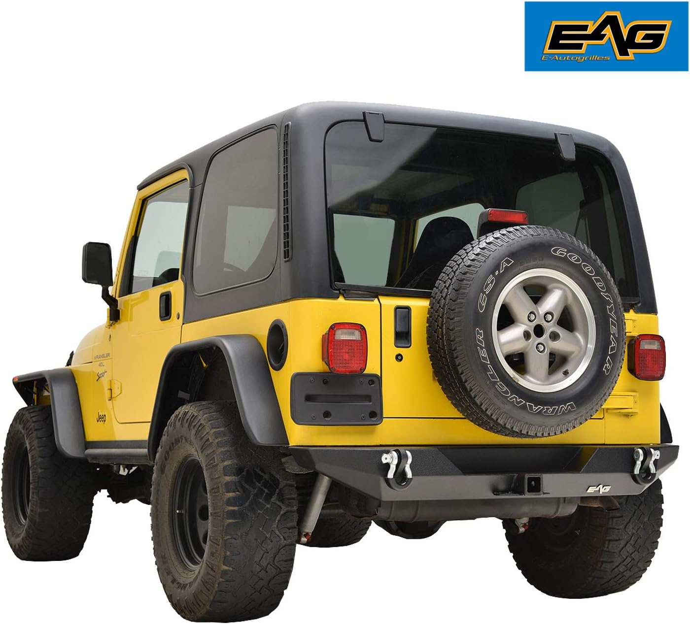EAG Rear Steel Bumper and Hitch Receiver Fit for 87-06 Wrangler YJ TJ