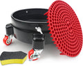 Bucket Dolly 5 Gallon with Wheels,360°Rolling Car Wash Bucket Roller | For 2.5–5 Gallon Buckets – Includes Bucket Insert, Cleaning Brush, Holds 300 lbs – for Washing & Waxing