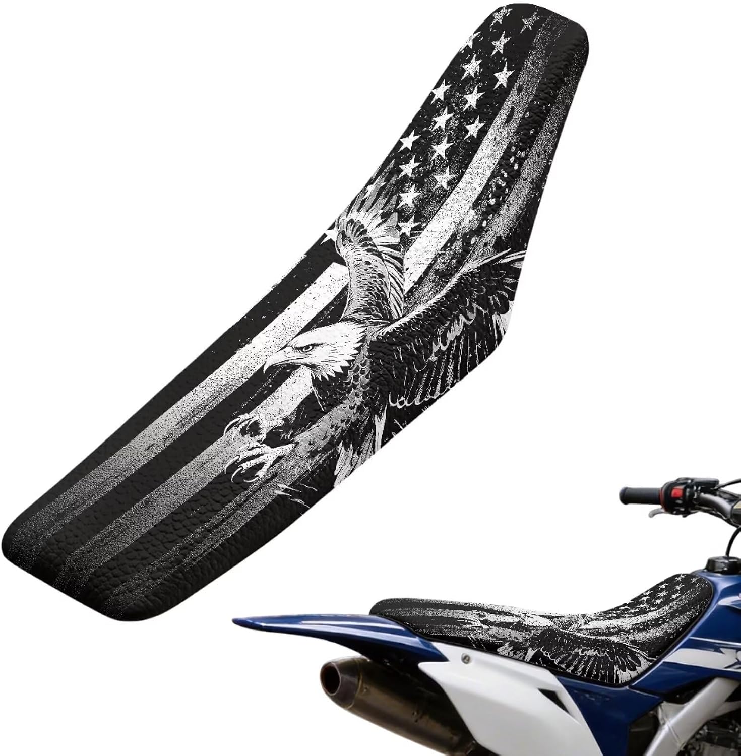 Cool Eagle Flag Seat Cover for Dirt Bike, Soft Waterproof Motorcycle Seat Cover Waterproof Non-Slip Cushion Cover for CRF150F 230F 250F 250R 450F CRF 150F 230F 450F 450R Motorcross