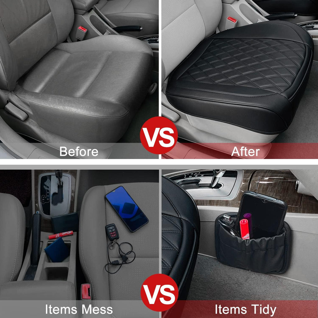 beitk 2 pack leather front car seat bottom showing dimensions