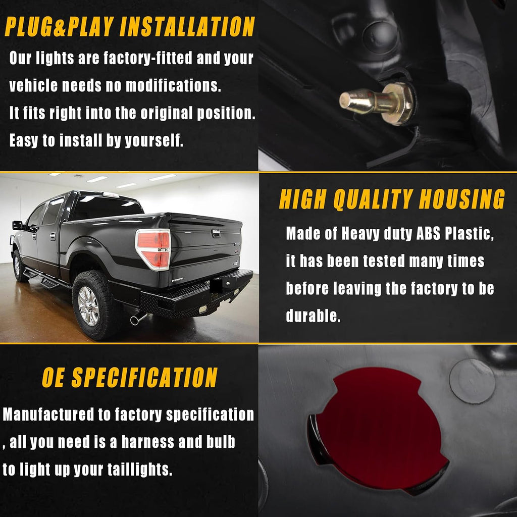 Boine Compatible With 2009 2010 2011 2012 2013 2014 Ford F150 F-150 Right Passenger Side Tail Light Housing - Chrome trim