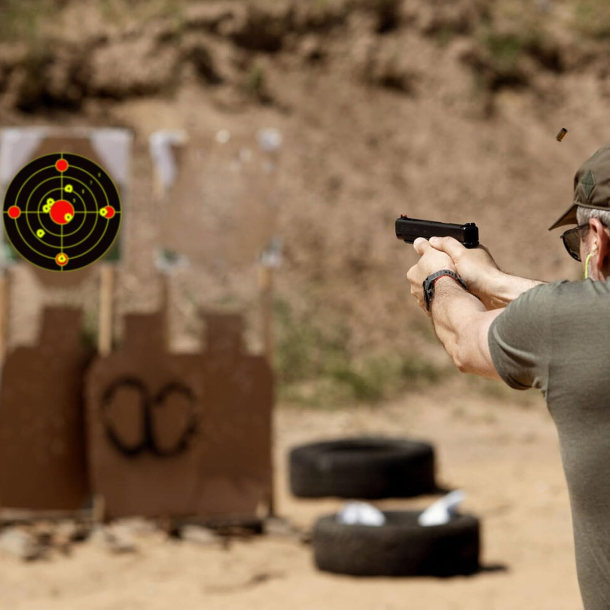 12x12 inch splatter adhesive targets, reactive shooting stickers showing dimensions
