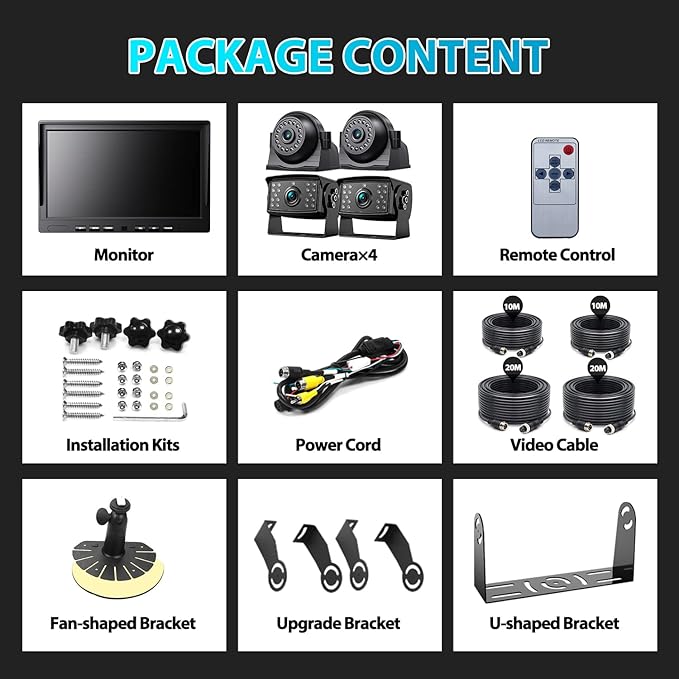 Fookoo Ⅱ 10" 1080P Wired Backup Camera System Kit - Image 7