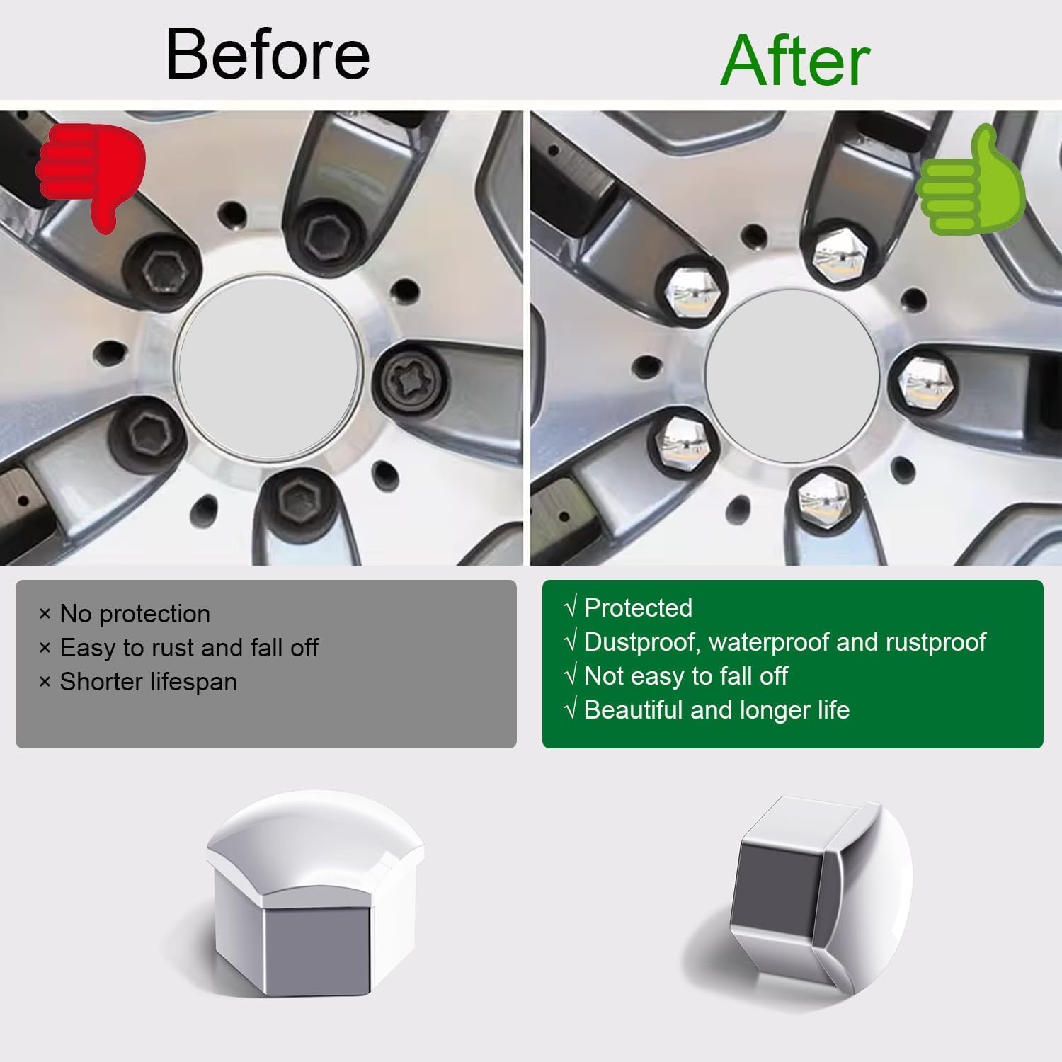 20 Pcs Lug Nut Covers for 2018-2022 2023 2024 Chevy Chevrolet Equinox, Protecting Decorating Wheel Bolts Protective Covers Rust-Resistant Car Accessories,Silver-19mm