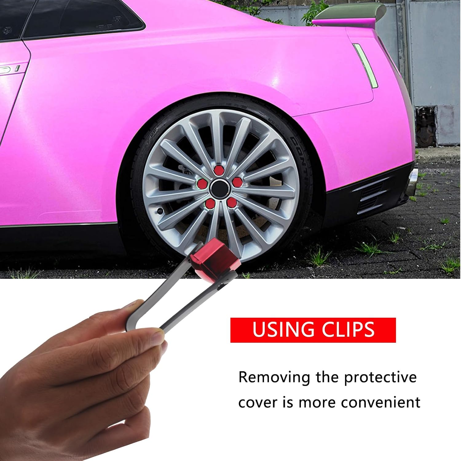 20 Pcs Wheel Lug Nut Covers, 19mm Universal Anti-Rust Car Tire Nut Caps, Hexagonal Plastic Tire Bolt Caps with Removal Tool (Red)