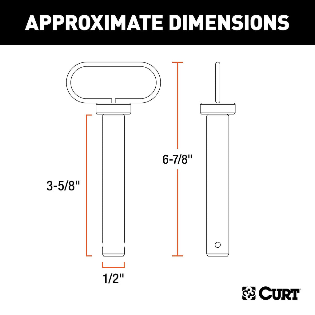 CURT 45805 1/2 x 3-5/8-Inch Clevis Pin Hitch with Rubber-Coated Handle and Clip (Pack of 4)
