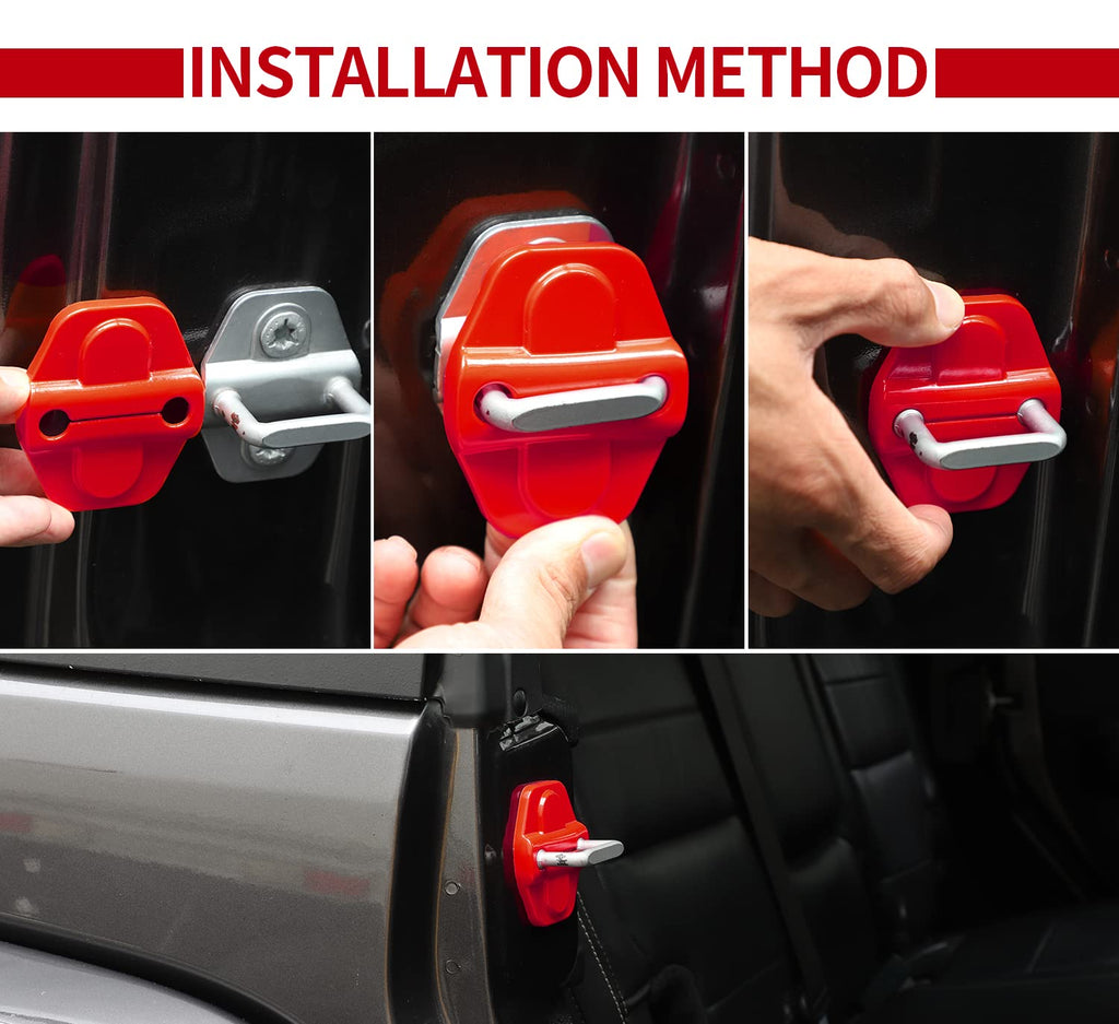 Voodonala for JL Door Lock Cover Buckle Decor Trim for 2018-2024 Jeep Wrangler JL JLU, for Jeep Gladiator JT 2020 2021, ABS Exterior Accessories, 6PAC,Red
