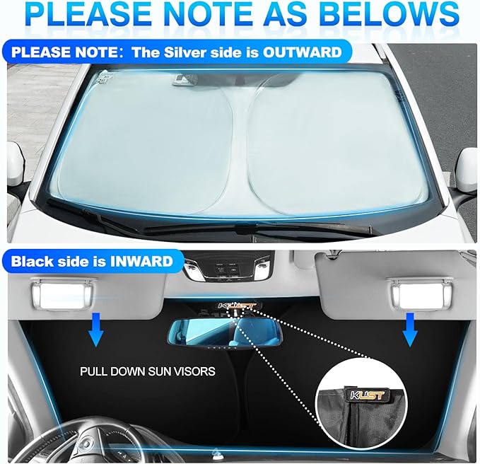 KUST Windshield Sun Shade for Rivian R1T R1S Accessories 2022-2025 2026 - Image 3