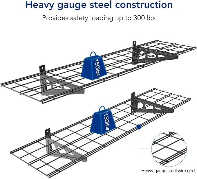FLEXIMOUNTS 2-Pack 1x4ft 12-inch-by-48-inch Wall Shelf Garage Storage Rack Wall - Image 3