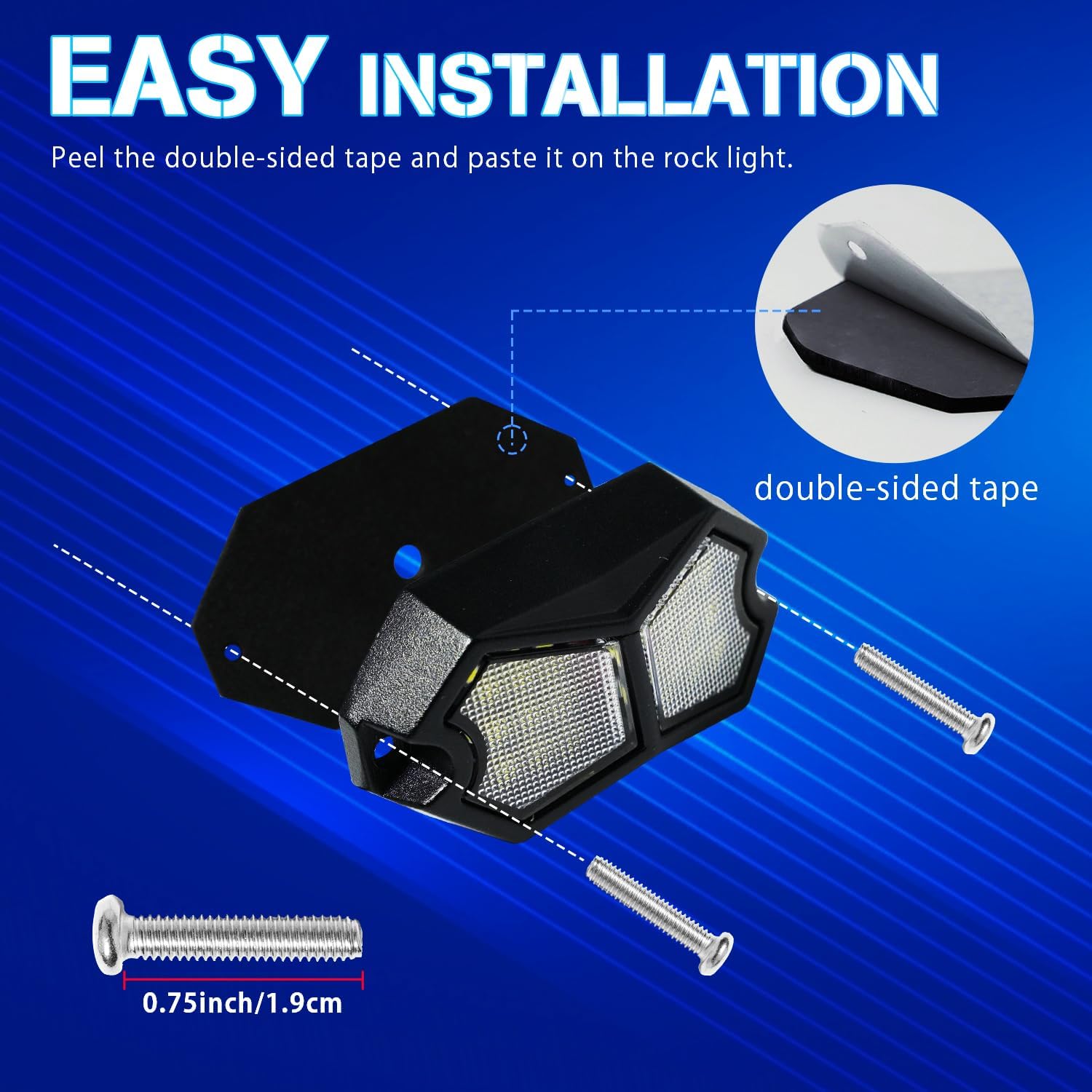 Led Rock Lights White 4 Pods 18LEDs 210 Degree Wide Angle IP68 Waterproof Aluminum Housing Underglow Underbody Lights 12v 24V for Truck UTV ATV Camper (4 Pods)