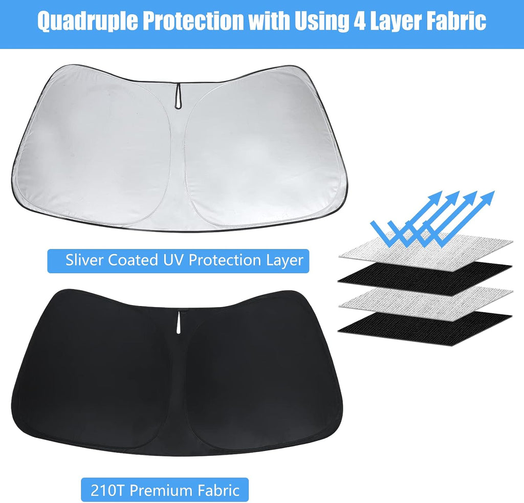 Car Windshield Sun Shade Custom Fit 2010-2026 Dodge RAM 1500 2500 3500 Truck Accessories Sunshade Foldable Sun Visor Protector Front Window Cover Fits 2Dr RegularCab, 4Dr QuadCab, CrewCab, MegaCab