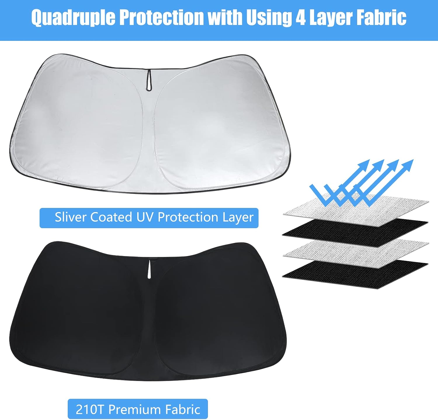 Car Windshield Sun Shade Custom Fit 2010-2026 Dodge RAM 1500 2500 3500 Truck Accessories Sunshade Foldable Sun Visor Protector Front Window Cover Fits 2Dr RegularCab, 4Dr QuadCab, CrewCab, MegaCab
