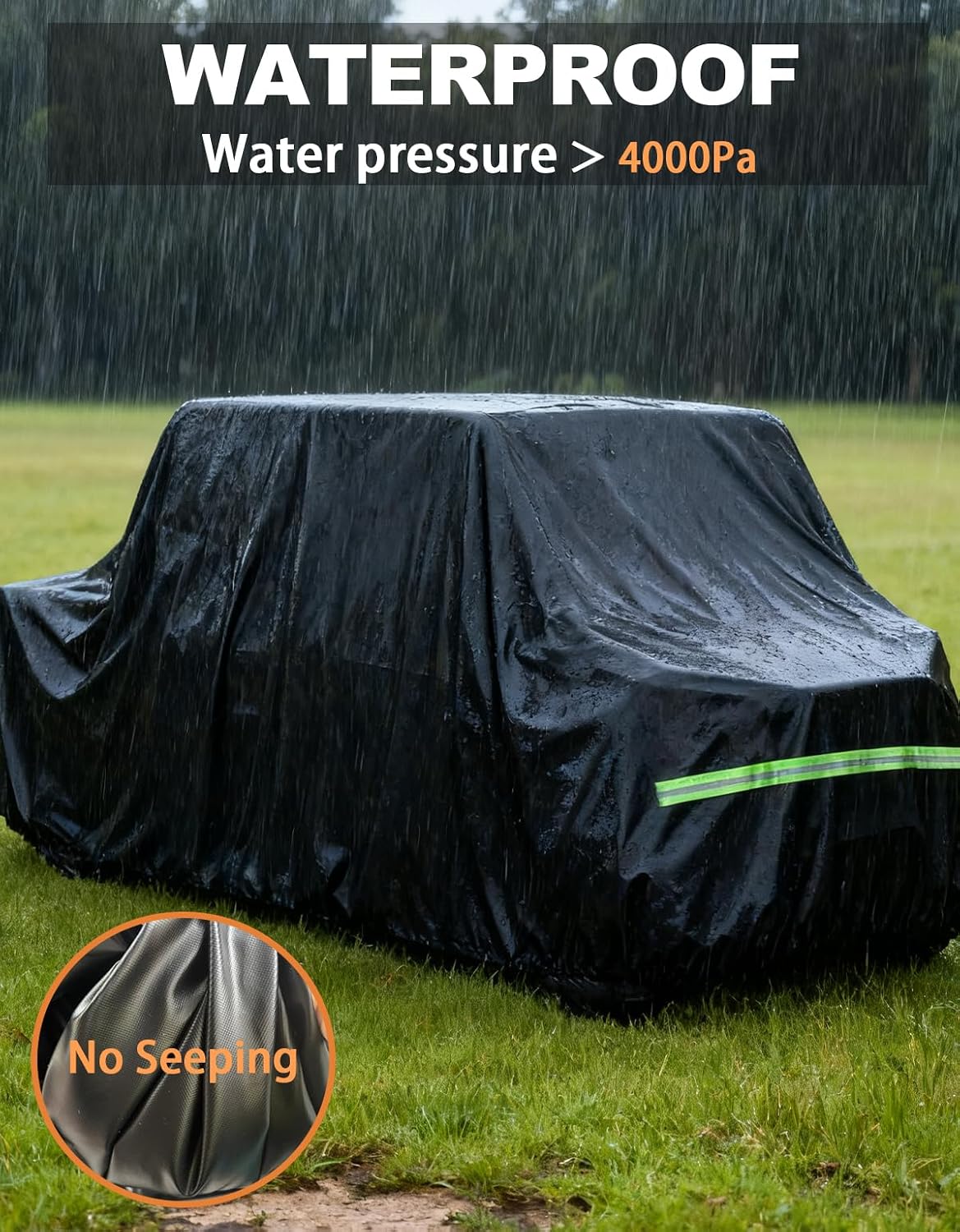 UTV Cover 4 Seater, Waterproof Heavy Duty 600D Side by Side Cover Compatible with Polaris Ranger Crew XP 1000 900 570 800 General RZR Defender Talon Teryx Mule 157" x 65" x 77"