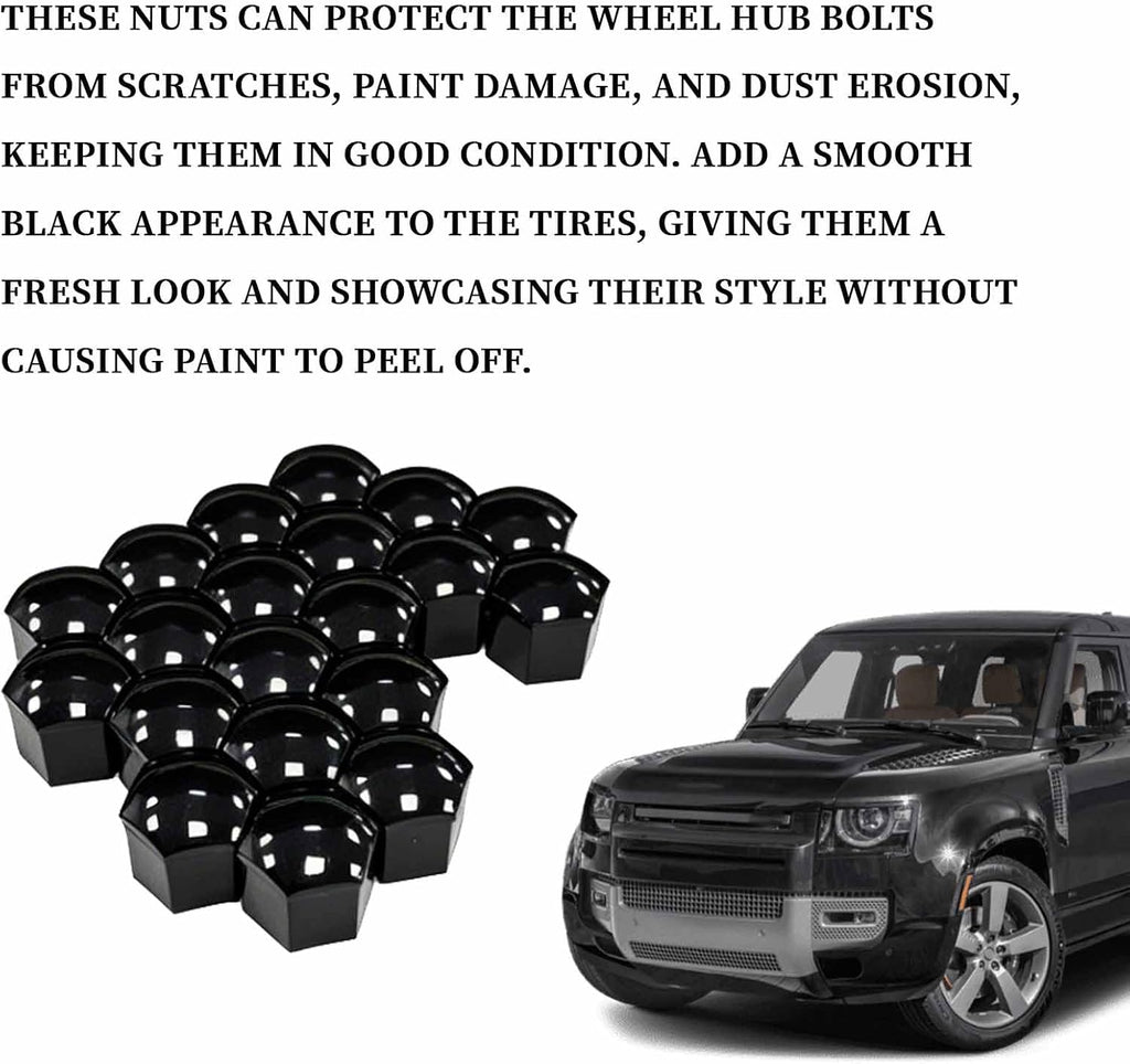 21mm Lug Nut Covers 20PCS Black Lug Nut Caps, Hexagonal Wheel Bolt Caps with Removal Tool, Dustproof & Rustproof Tire Hub Screw Protector, Universal Car Exterior Accessories for Most Cars