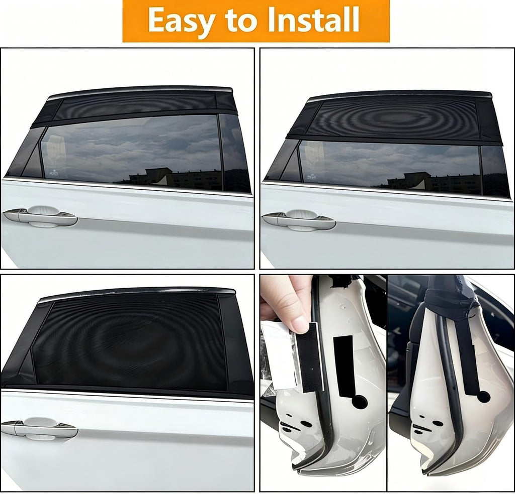4 Pack Car Window Shades - Car Window Shades, Sun Shades, UV Protection Breathable Spandex Baby Window Covers, Universal Fit Most of Cars, Protect Privacy for Family Black