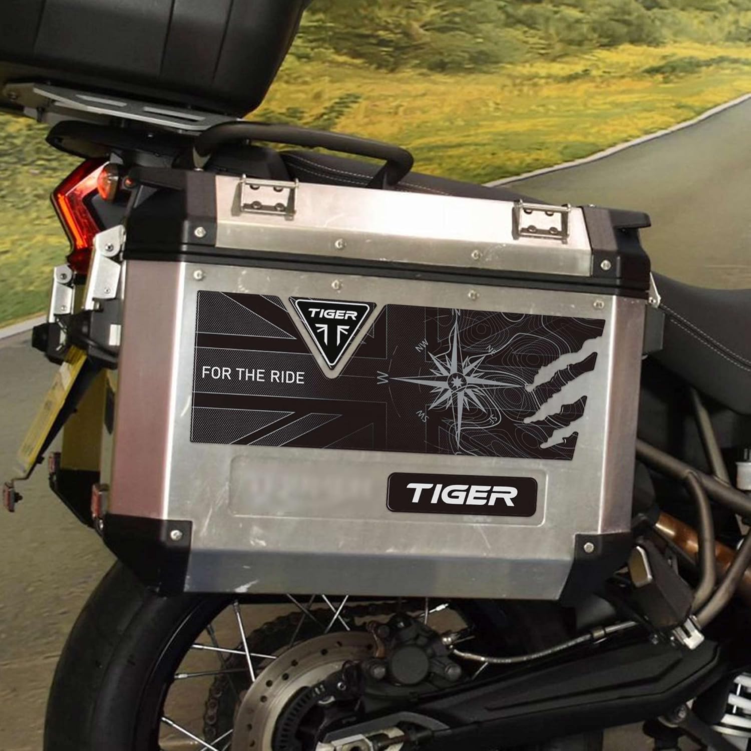 labelbike - 3D Stickers Motorcycle Side Bags Protection and Decoration in Resin Compatible with Triumph Tiger 850 900 1200 - Color Carbon Black Gray