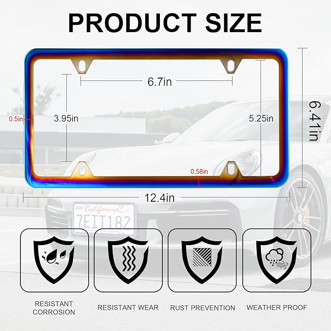 LivTee 4 Holes Stainless Steel License Plate Frames, Automotive Exterior - Image 3