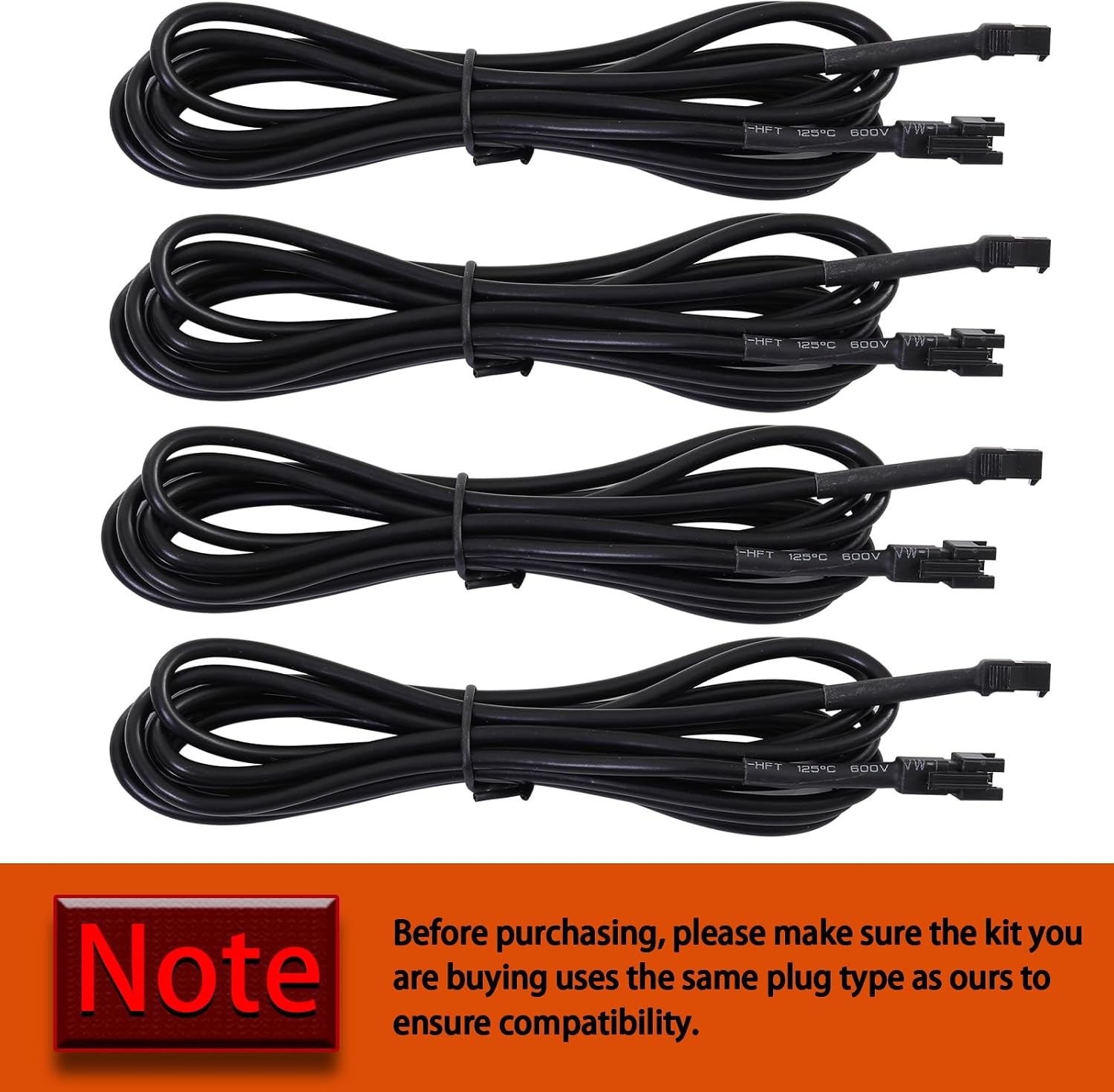 4PCS 78.74 inch 2-Pin Pure White LED Rock Lights Extension Wire Cable Cord | 78.74 inch, 4PCS, 2-Pin, Extension Wire Cable Cord