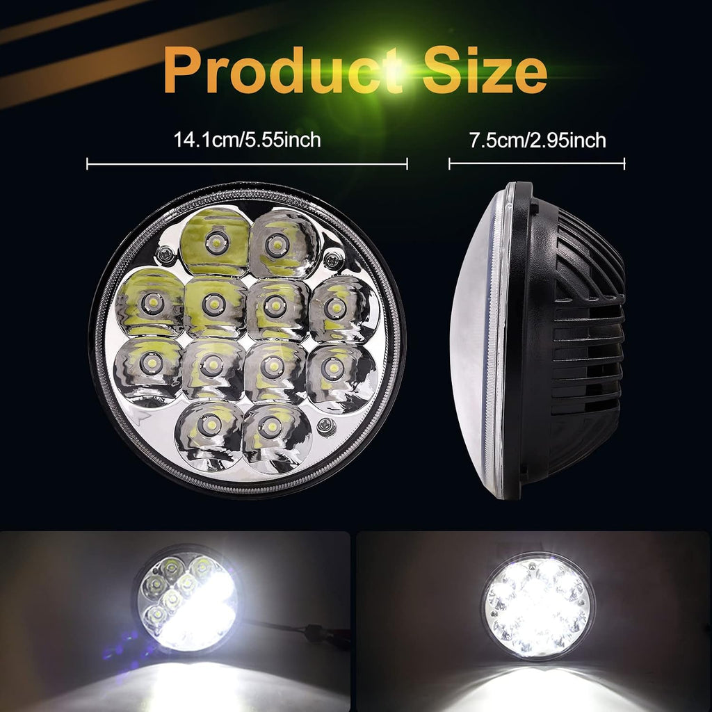 H5006 Spotlight, 5.75" Hi/Low Beam 36W Round LED Pods for Offroad Led Work Light Replacement, 1PCS
