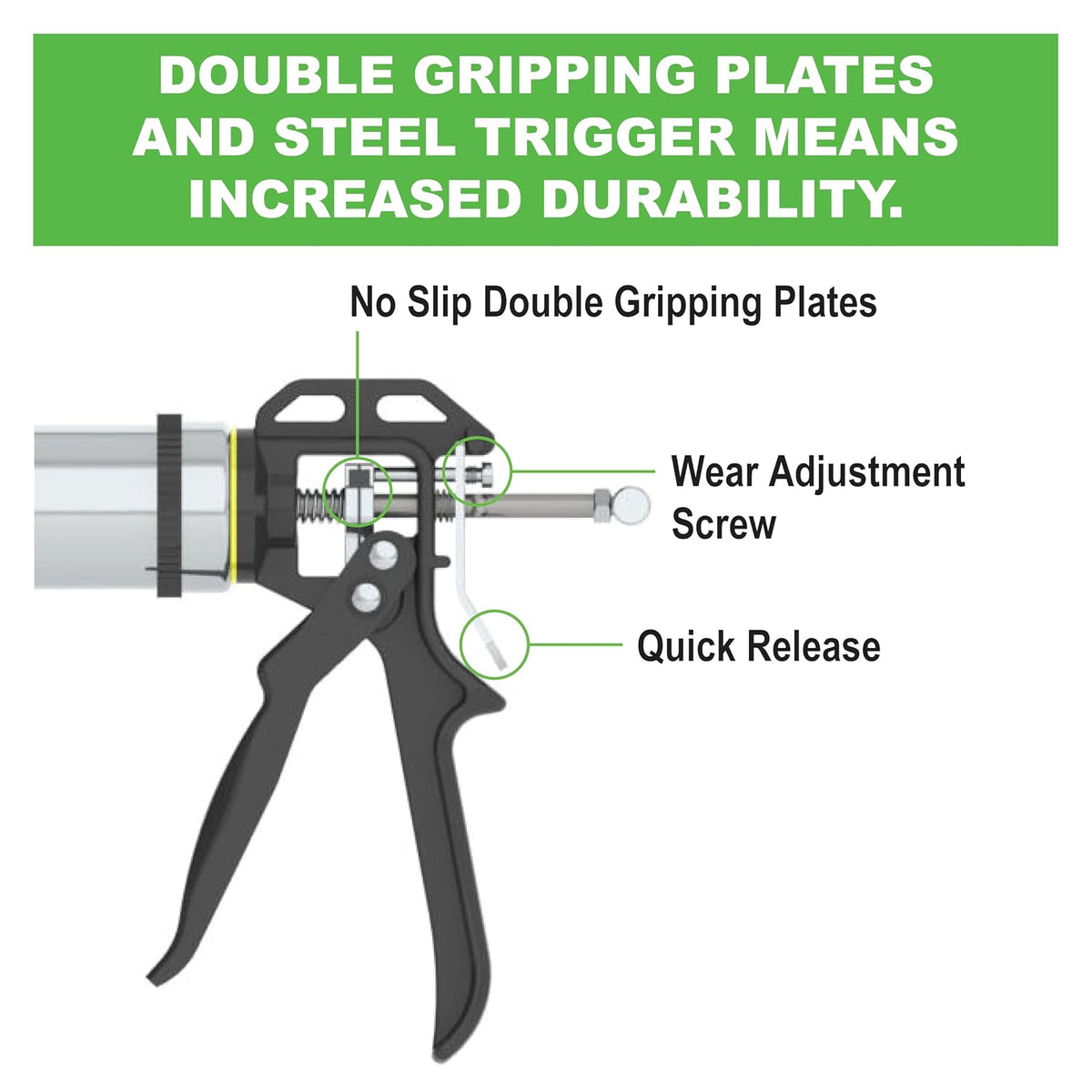 albion engineering b12b30 b-line manual bulk caulking gun, side view