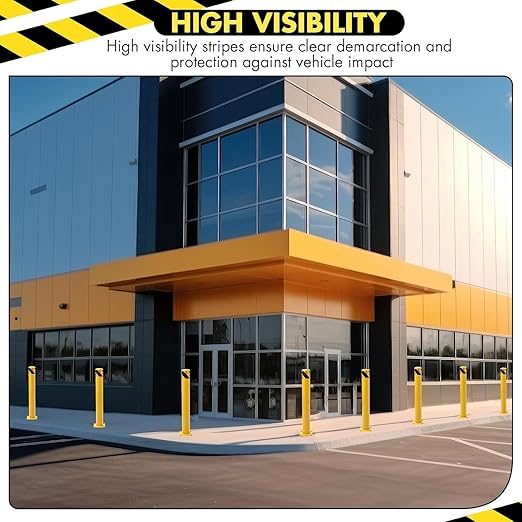 4 Pack Safety Bollard Post, 48 Inch Height 4.5 Inch Diameter Yellow Pipe Safety - Image 5