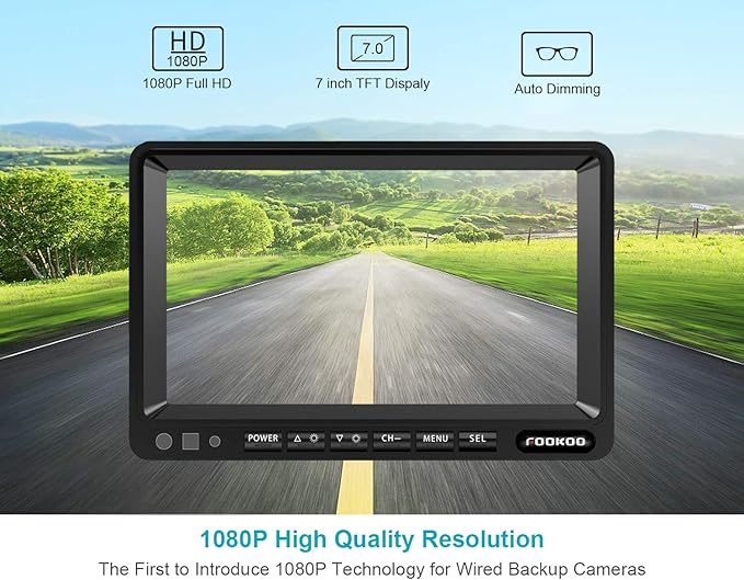 FOOKOO Ⅱ HD Backup Camera System Kit, Sharp CCD Chip, 100% Not Wash Up - Image 2