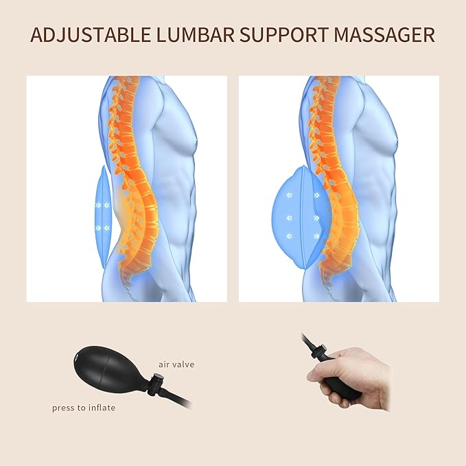 Back Massager with Heat, Massage Seat Cushion with 3D Lumbar Traction, 8 - Image 4