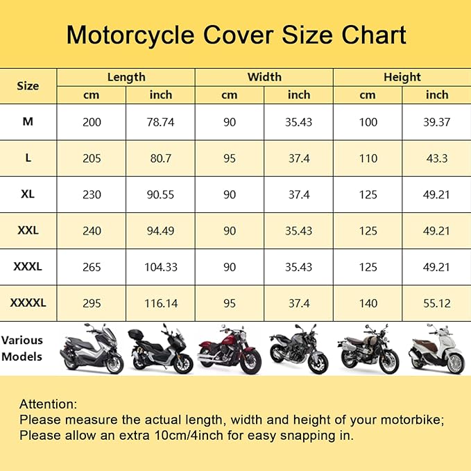 Motorbike Cover for Outside Storage, Waterproof Motorcycle Scooter Moped Cover - Image 2
