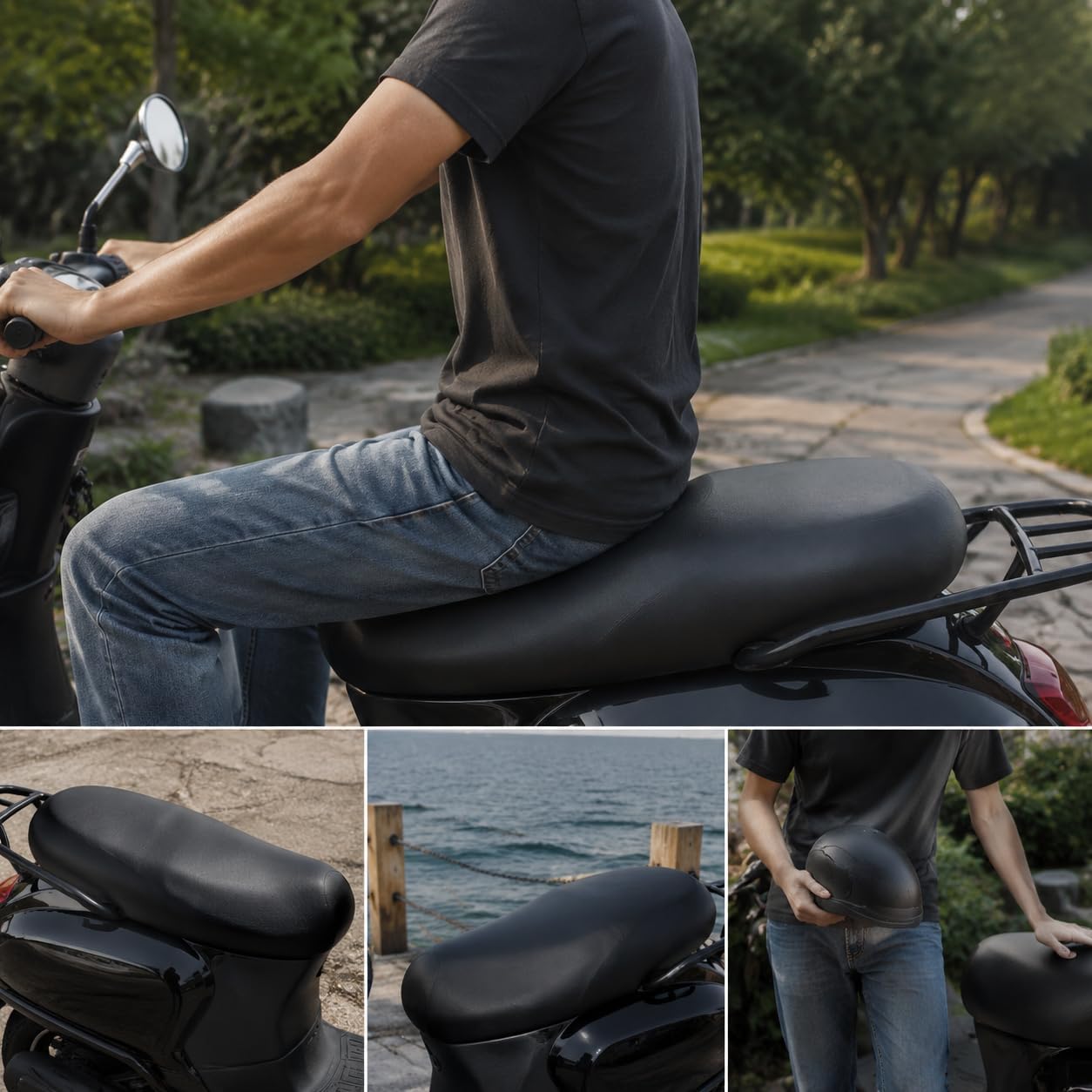 Universal Waterproof Scooter Seat Cover, Durable Elastic Moped Seat Protector, Easy Install, Dustproof Sunproof for Most Scooters & Mopeds
