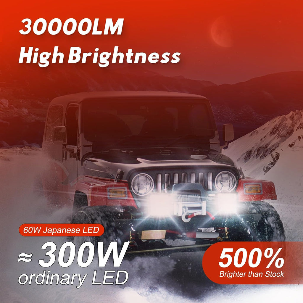 firehawk led light pods bar 4 inch 30000lm shown in use