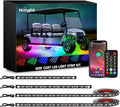 Nilight 4PCS Golf Cart Underglow LED Light Strip Dream Color Multi-Mode Neon Accent Lighting Kit APP and Remote Control Sound Active Music Sync IP67 Waterproof 12V-66V Input for EZGO Yamaha Club Car