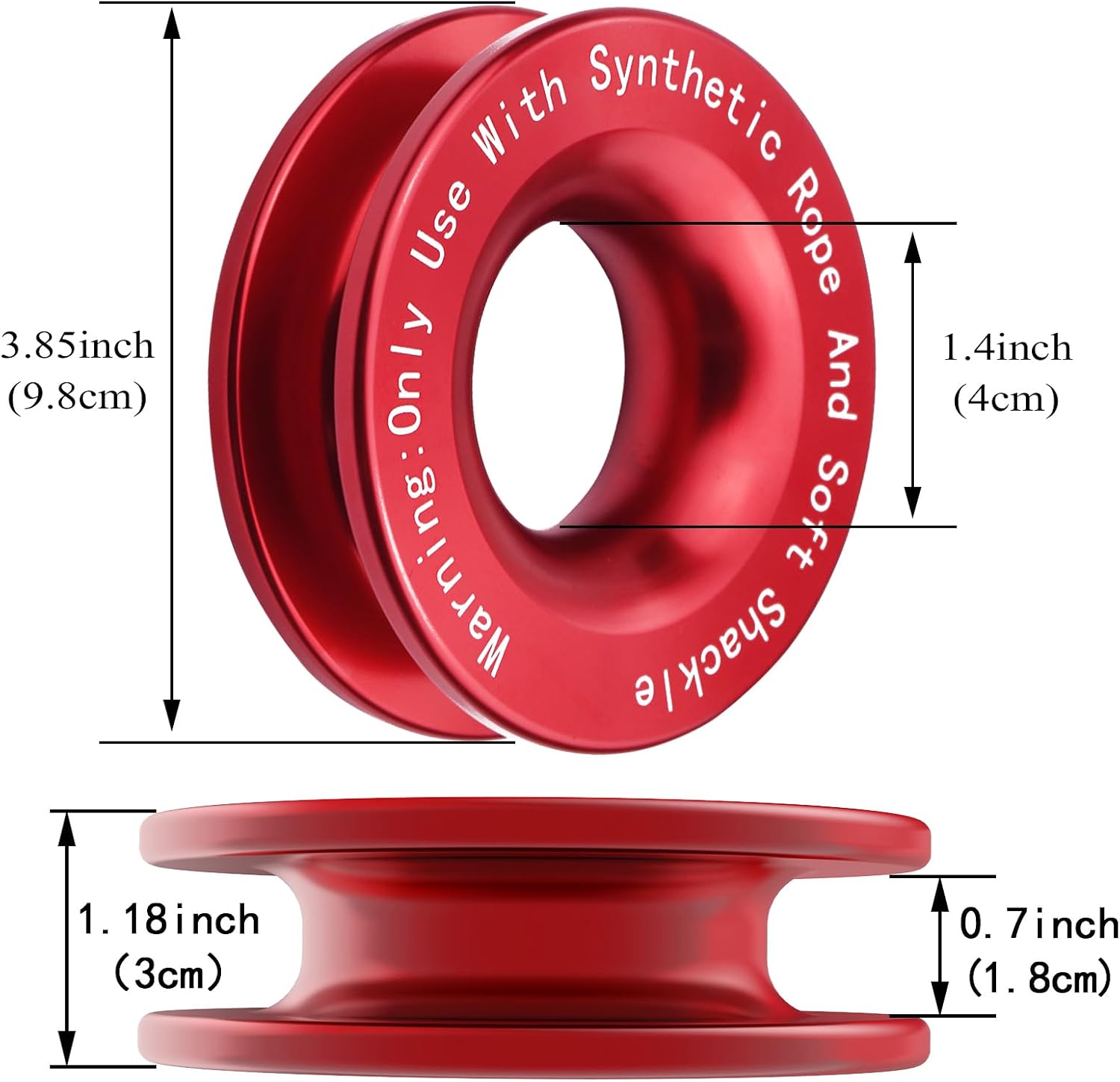 Recovery Ring 66,000 lbs for Winch Snatch Compatible for SUV UTV ATV Off-Road Vehicle and Truck Pulley Towing Ring for Synthetic Rope and Soft Shackle - Red