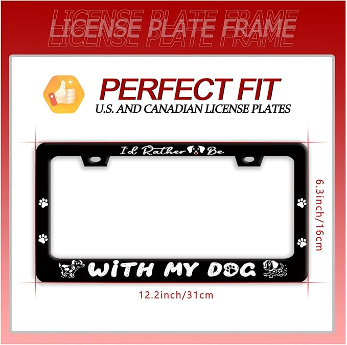 I'd Rather Be with My Dog License Plate Frame Pet License Plate Holder Funny - Image 7