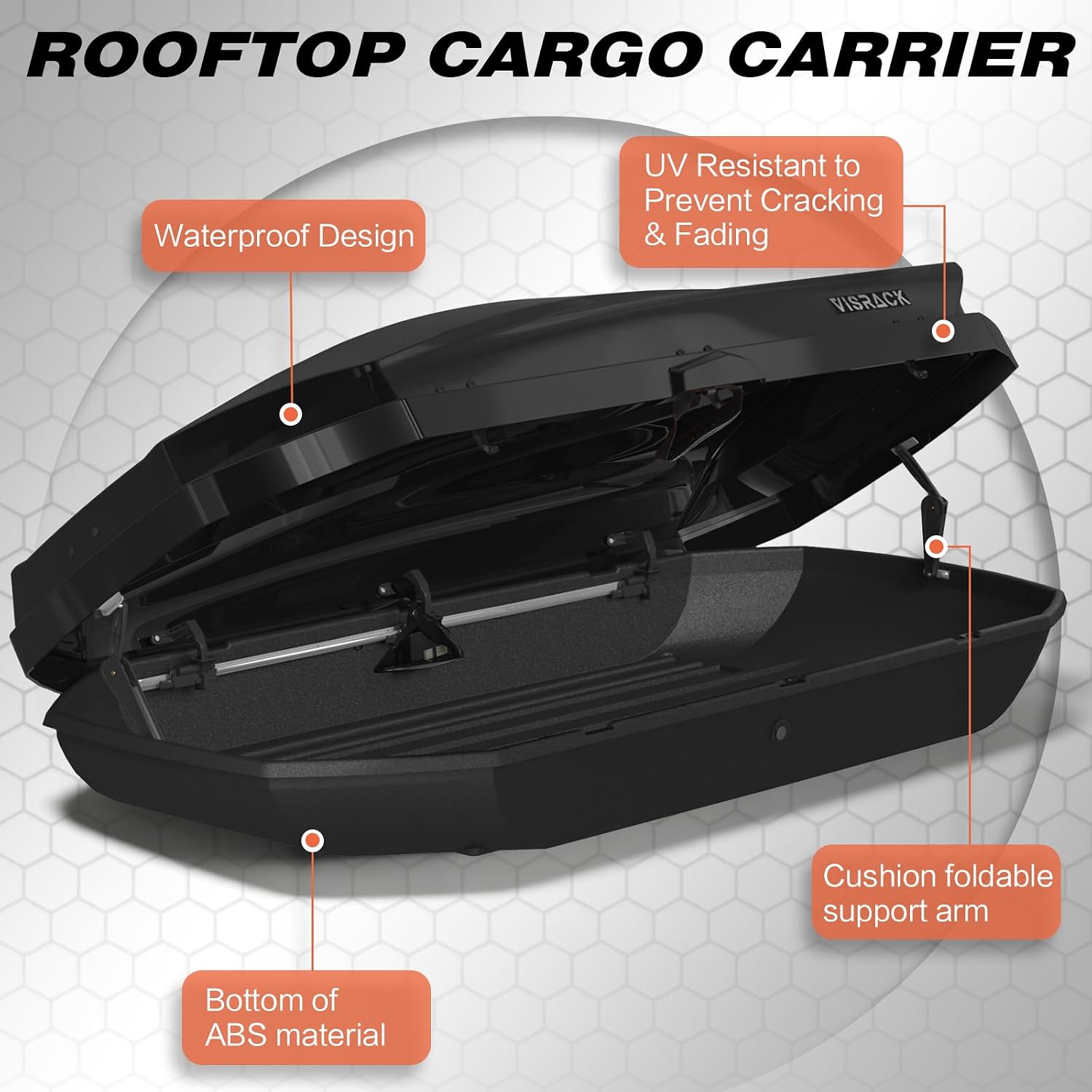 Rooftop Cargo Box,Rooftop Cargo Carrier Hard Shell with Security Keys, Waterproof Heavy Duty Roof Cargo Box, 70.08x34.57x14.53 Inches 21 Cubic Feet (Tool-Free Install) Black (B70)