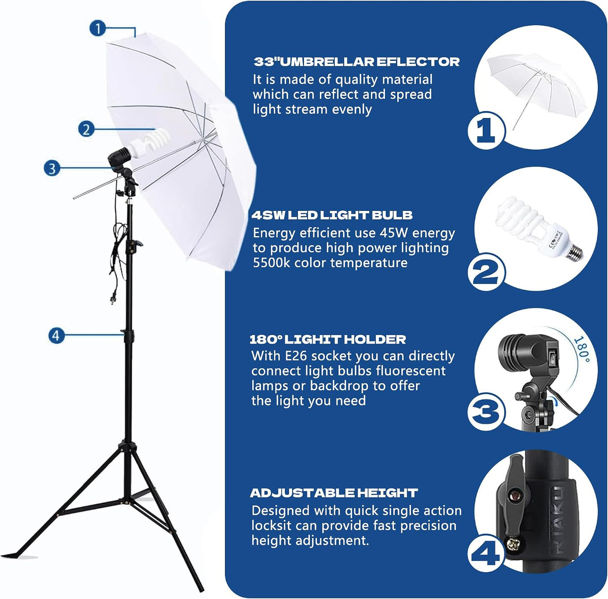 photography softboxes kit with 6.6x10ft backdrop stands showing dimensions