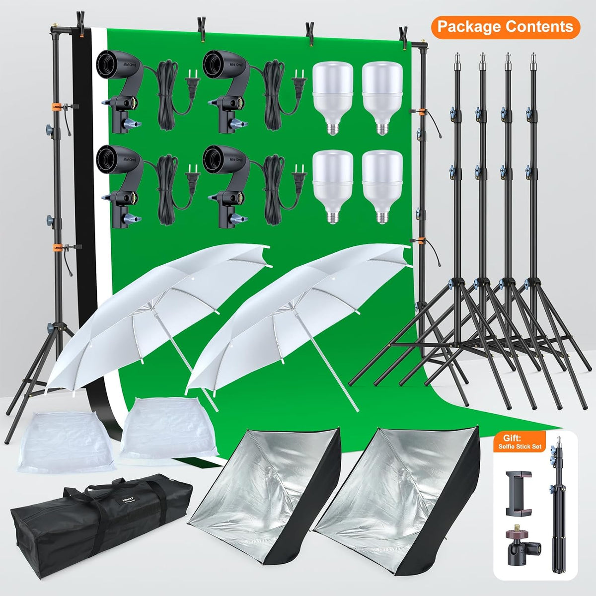 linco lincostore photo video studio light kit am169, front angle view