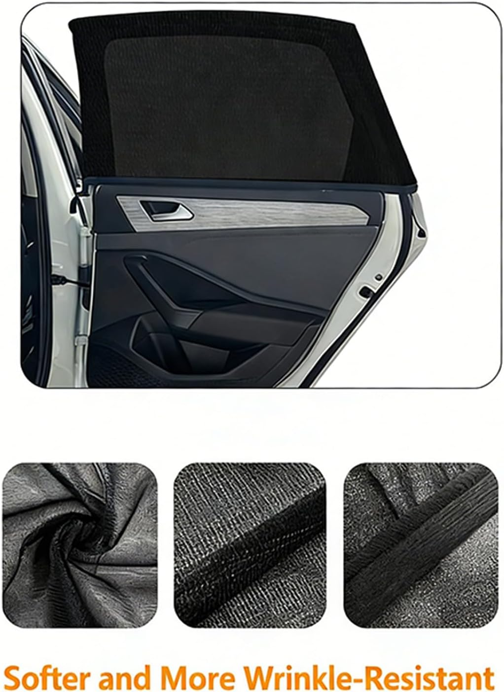 4 Pack Car Window Shades - Car Window Shades, Sun Shades, UV Protection Breathable Spandex Baby Window Covers, Universal Fit Most of Cars, Protect Privacy for Family Black