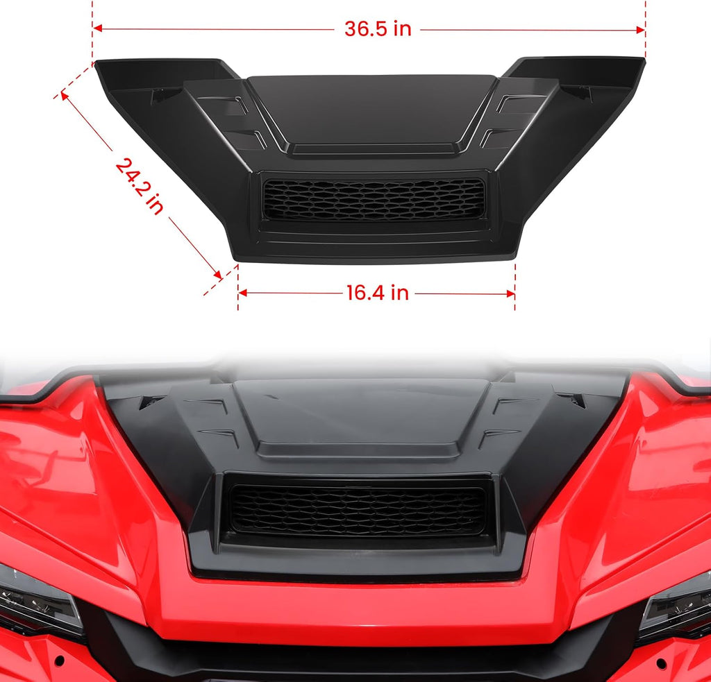 Sport Hood Scoop with Mesh for Honda Pioneer 1000 16-25, Black Front Hood Cover with Grill Vents Kit Air Flow Intake Hood Scoop for Honda Pioneer 1000-3 1000-5 1000-6 2016-2025 Accessories