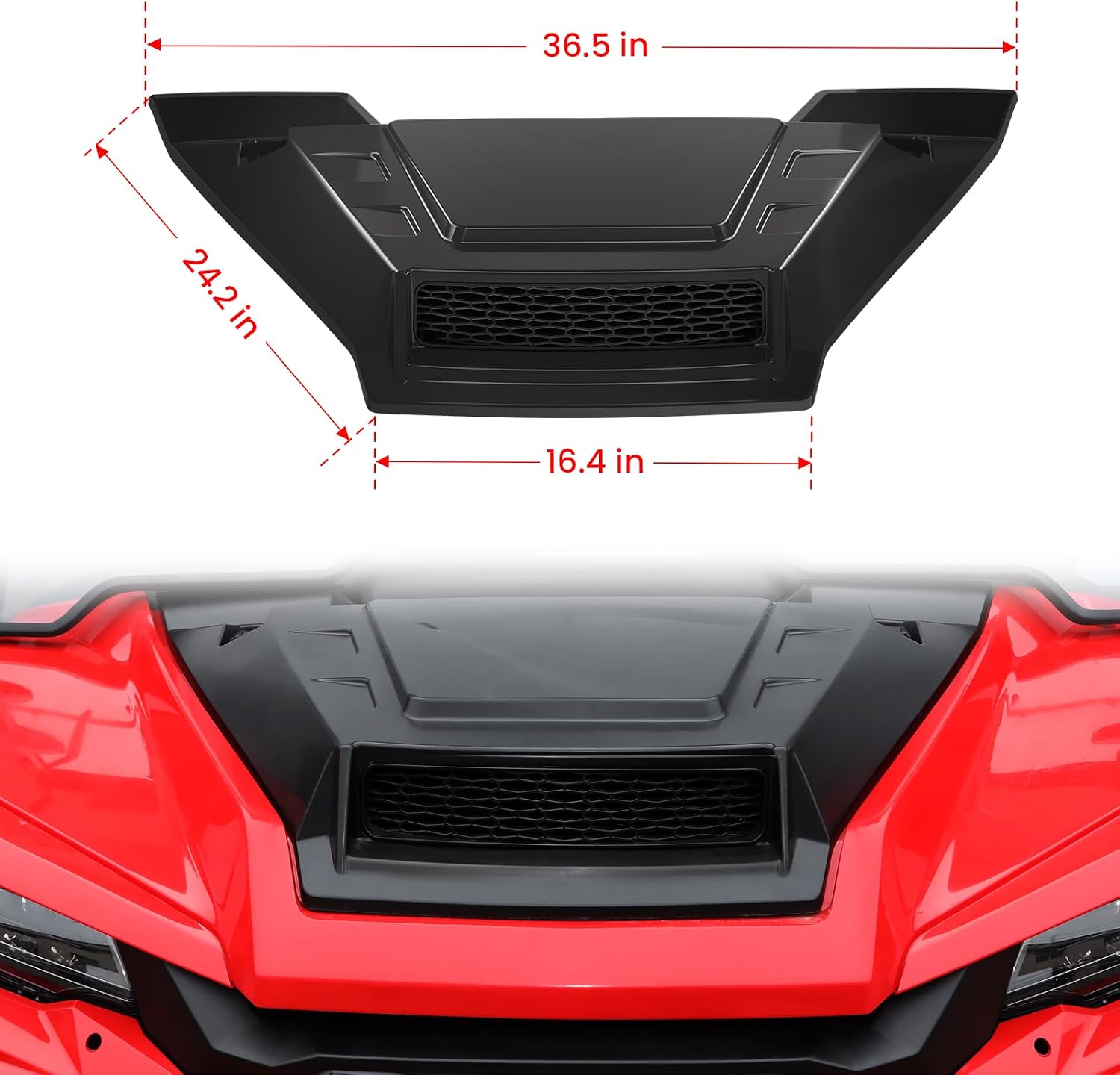 Sport Hood Scoop with Mesh for Honda Pioneer 1000 16-25, Black Front Hood Cover with Grill Vents Kit Air Flow Intake Hood Scoop for Honda Pioneer 1000-3 1000-5 1000-6 2016-2025 Accessories