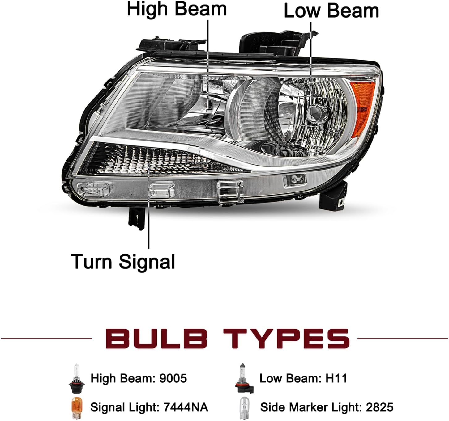 JSBOYAT Halogen Headlight & Taillight Assembly Fit for 2015-2022 Chevy Colorado 4-Door Extra Cab | Crew Cab Models Driver and Passenger Side, Chrome Housing & Amber Reflector