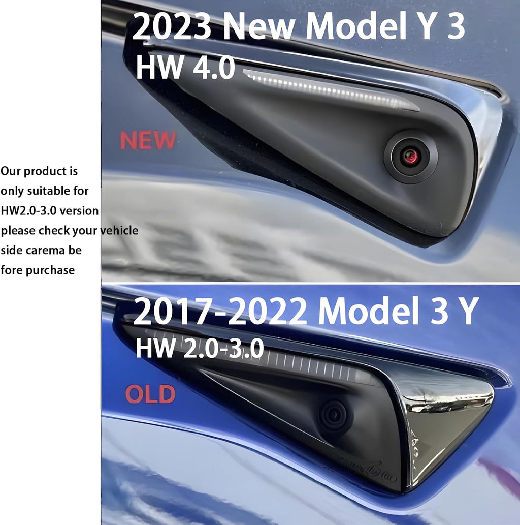 for Tesla Model 3/Y HW3.0 Turn Signal Side Camera Protection Cover Decoration Accessories fit for 2017-2023 Tesla Model 3 and 2020-2023.6 Tesla Model Y (Glossy Carbon Fiber Pattern)