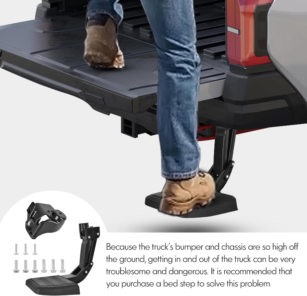 ASOPARTS Rear Bed Step Aluminum Upgraded Compatible with Toyota Tacoma 2024 2025 2026 Retractable Bumper Tailgate Step Foldable Pickup Bedstep 4th Gen Accessories Replace # PT392-35920