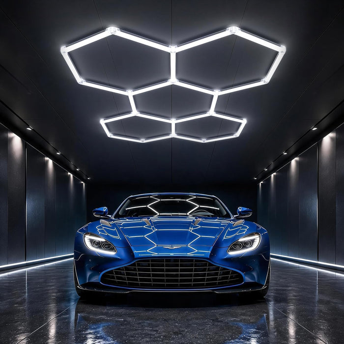 HYPERLITE Gen II Hexagon Garage Lights: 168W 16800LM 5 Grids Hexagon Led Light, 6500K Ultra Bright Honeycomb Hex Lights, Durable Design for Garage, Shop, Basement, Barber, Homegym