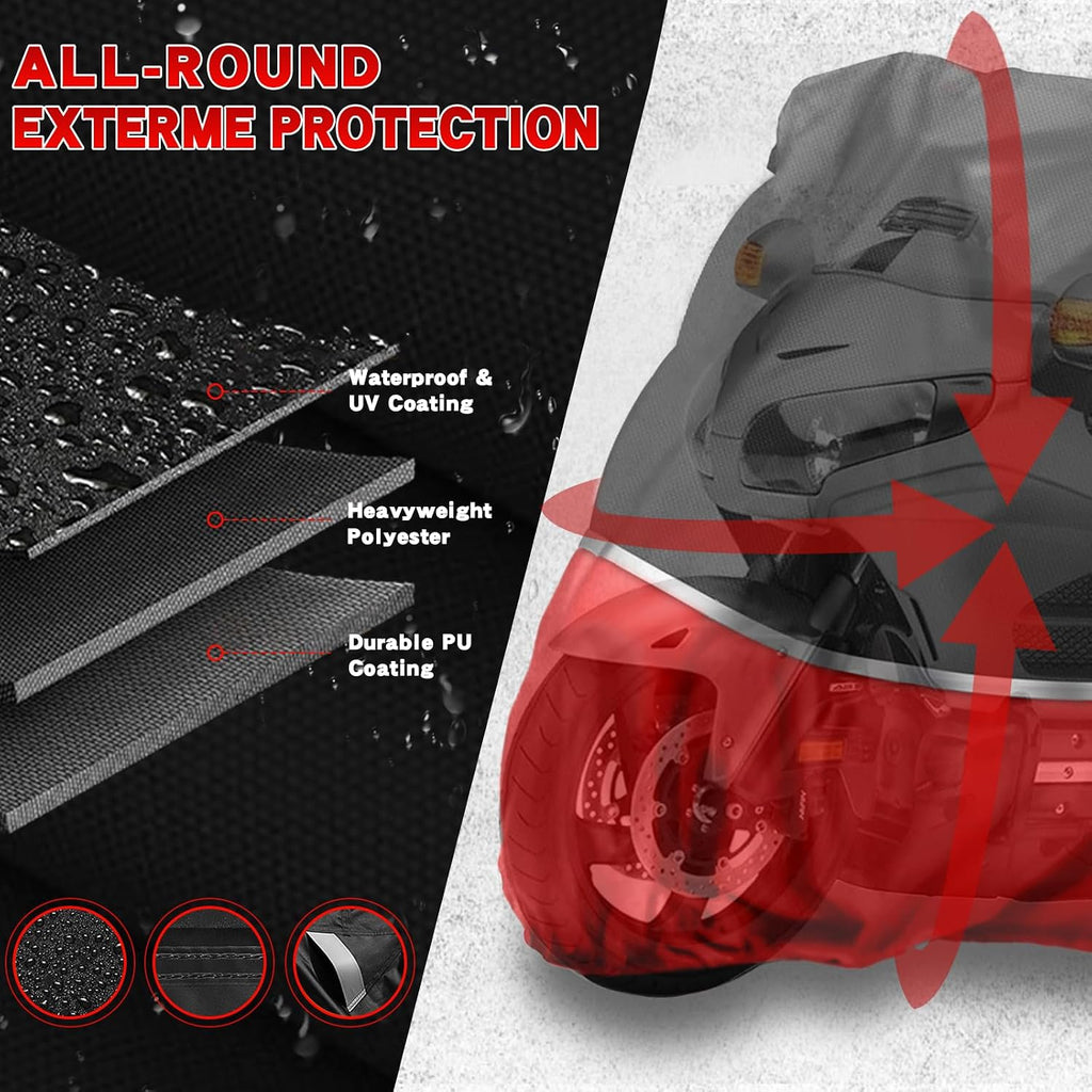 Motorcycle Cover for Yamaha R1 R3 R6 R7 R9 Supersport | Heavy Duty Waterproof Motorcycle Cover for All-Weather Outdoor Storage, 420D Oxford Fabric Rain Snow UV Dust Protection