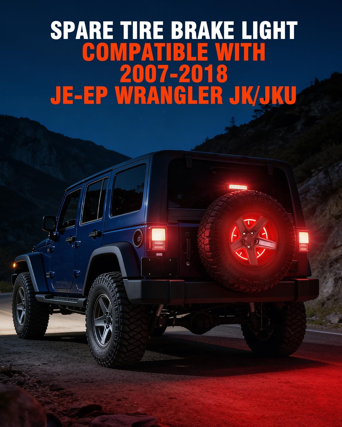 SUPAREE Spare Tire Brake Light Fit For Jeep Wrangler 2007-2018 JK JKU,232PCS LED Super Bright 3rd Third Stop Rear Wheel Lights Plug and Play,Red Smoke Black Design