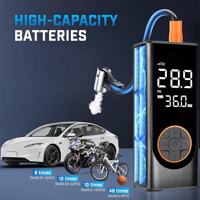 Tire Inflator Portable Air Compressor, 150PSI Cordless Air Pump - Image 4