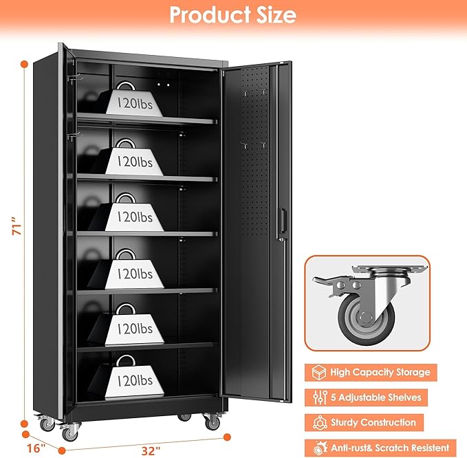 71" H×32" W×16" D Garage Storage Cabinet - Image 3