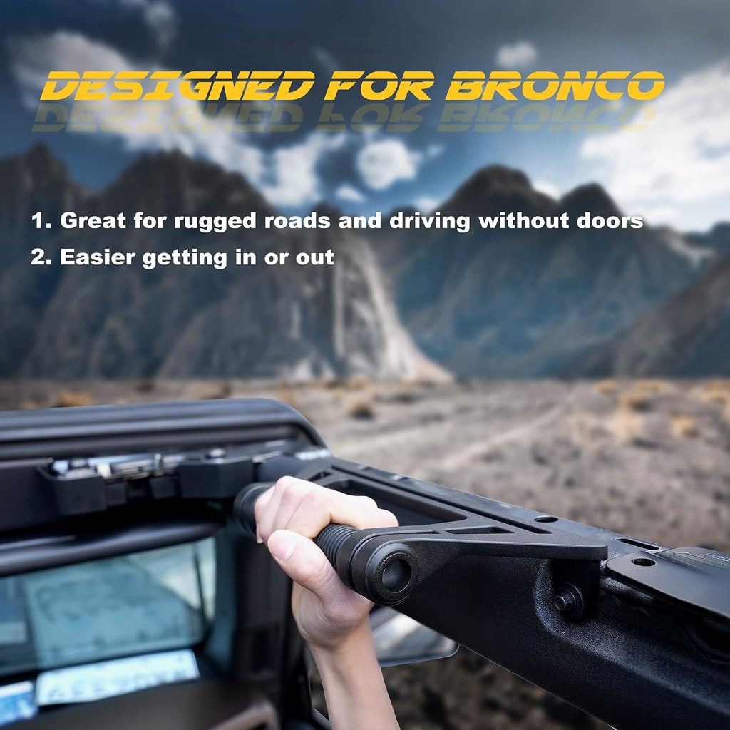 Aluminum Grab Handles Compatible with Ford Bronco 2021-2025+ Front and Rear Seat 2/4 Door Soft & Hard Top, Metal Grip Handles Replacement for Bronco Interior Accessories (Front & Rear seat)