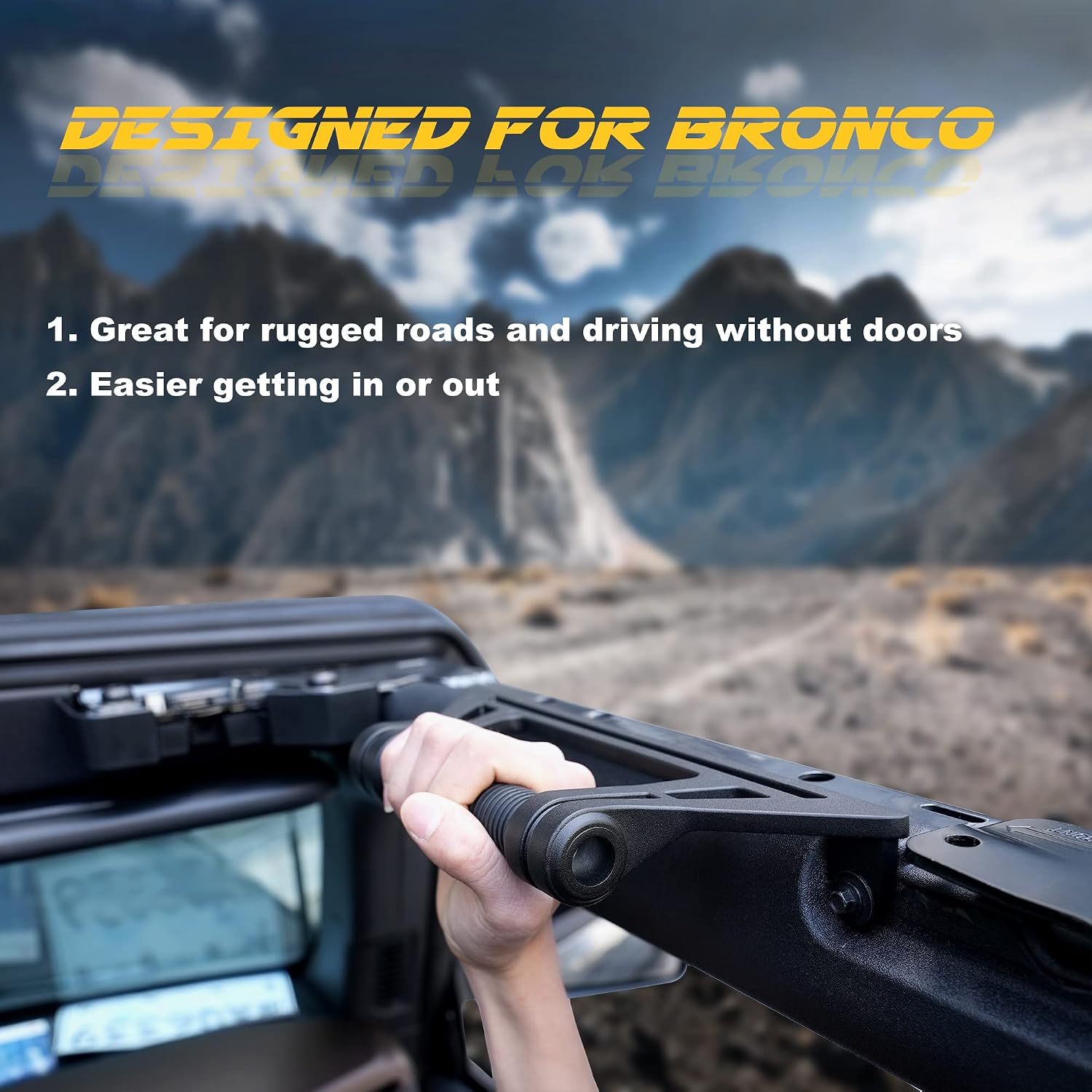 Aluminum Grab Handles Compatible with Ford Bronco 2021-2025+ Front and Rear Seat 2/4 Door Soft & Hard Top, Metal Grip Handles Replacement for Bronco Interior Accessories (Front & Rear seat)